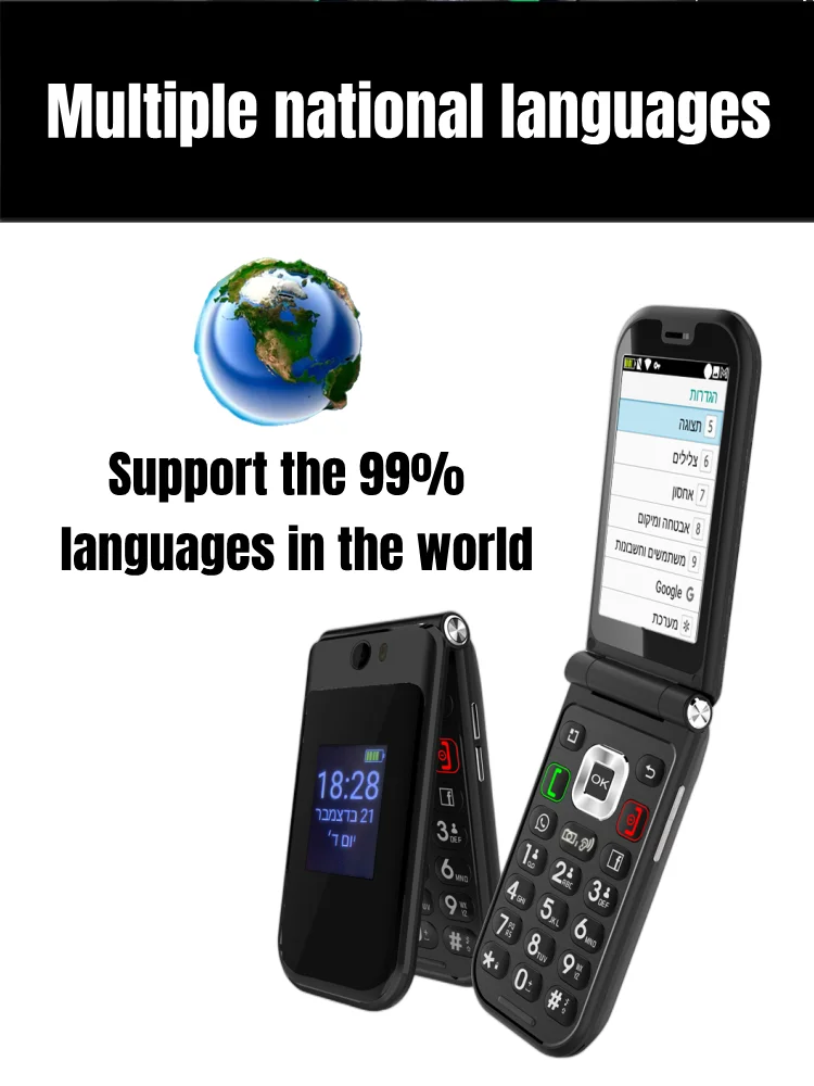 Teléfono Inteligente Q3 4G Android 8 MTK 6739, pantalla táctil, 1450mAh, abatible, WiFi, 2,8 pulgadas, 3GB, 32GB, versión - Imagen 3