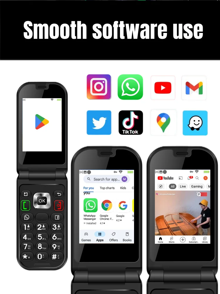 Teléfono Inteligente Q3 4G Android 8 MTK 6739, pantalla táctil, 1450mAh, abatible, WiFi, 2,8 pulgadas, 3GB, 32GB, versión - Imagen 4